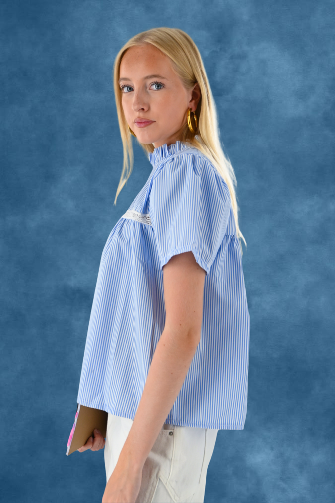 Blouse Serena rayée - bleu/blanc