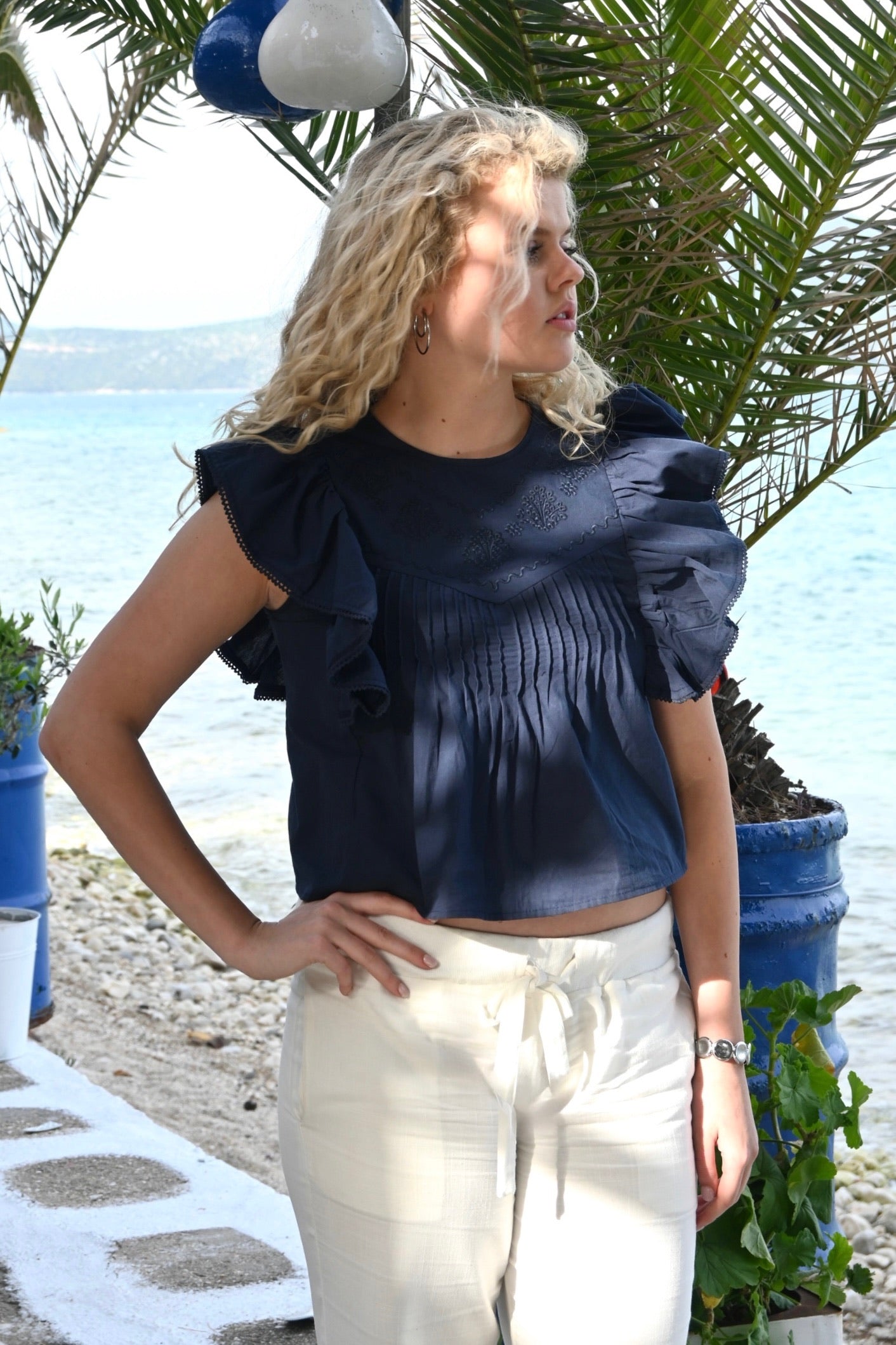 Tropical blouse - navy