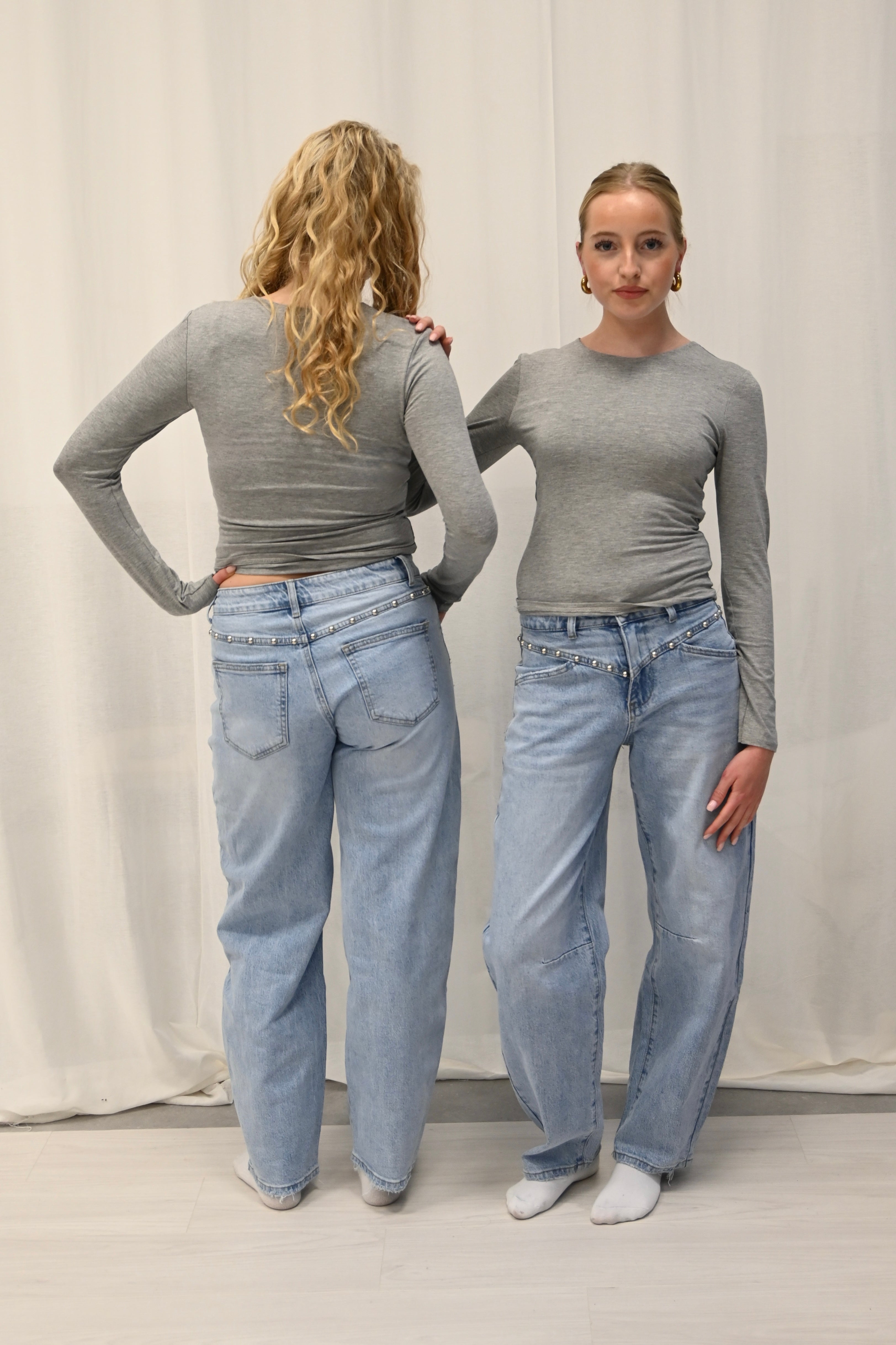 Studded balloon jeans - blauw