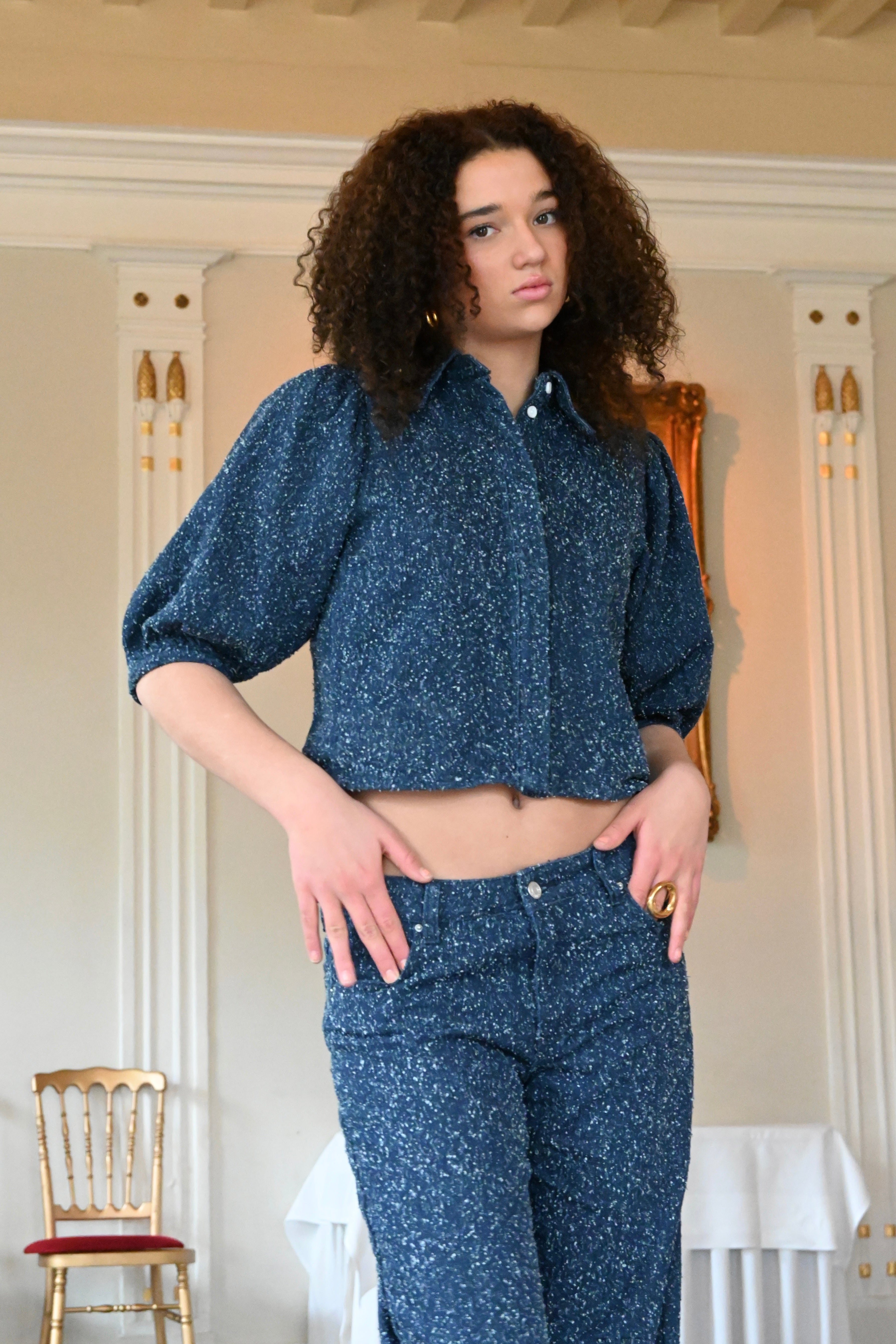 Denim-Glow-Top - blau