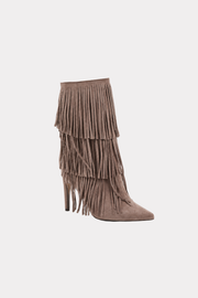 Nova Stiefeletten mit Fransen und Absatz - Taupe