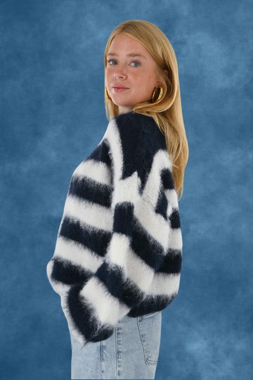 Molly knit - navy/wit