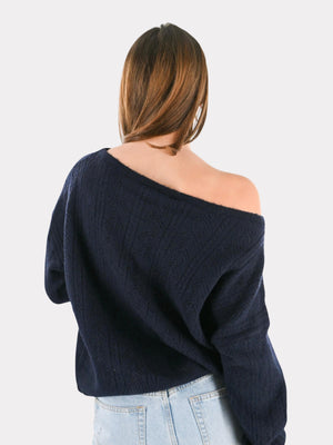 Lola off shoulder knit - navy