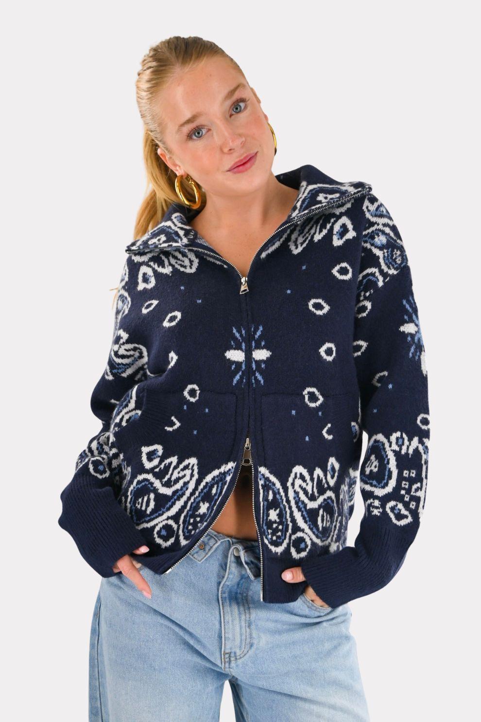 Aspen zipper knit - navy