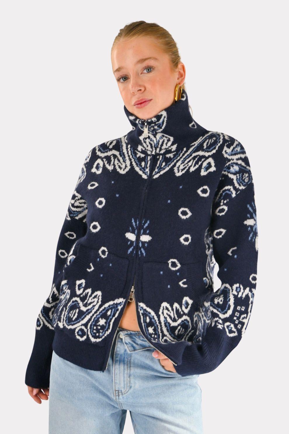 Aspen zipper knit - navy