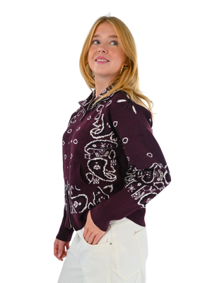 Aspen bandana zipper knit - bordeaux