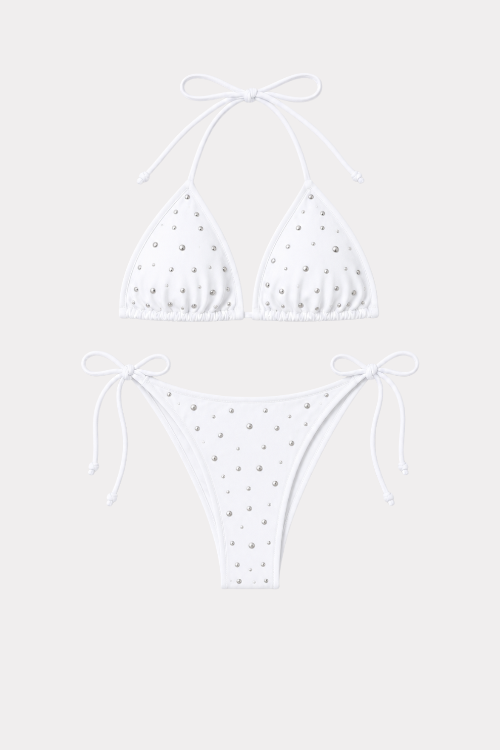 Bikini mit Nieten - Weiß