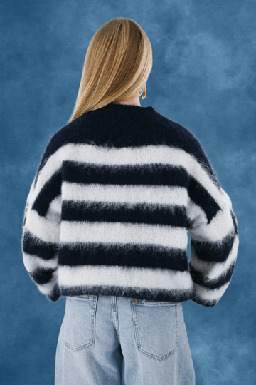 Molly knit - navy/wit