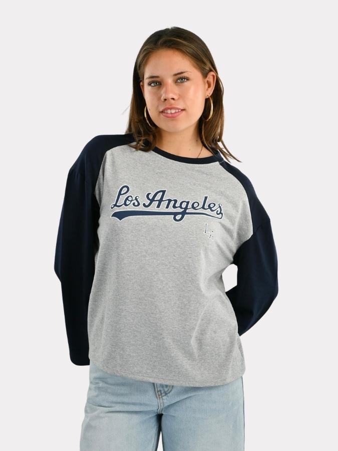 LA baseball longsleeve - navy/grijs