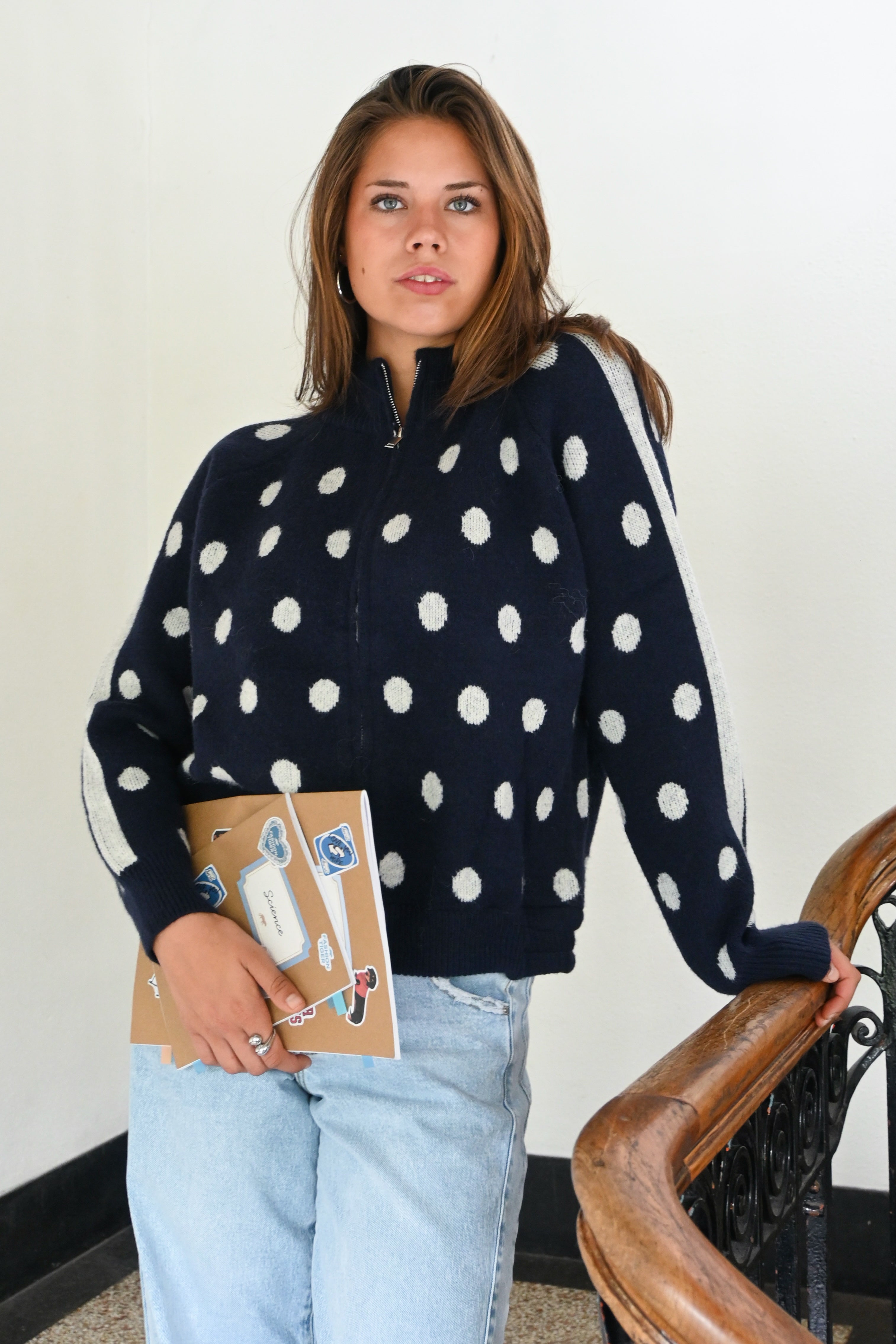 Jackie dotted zipper - navy