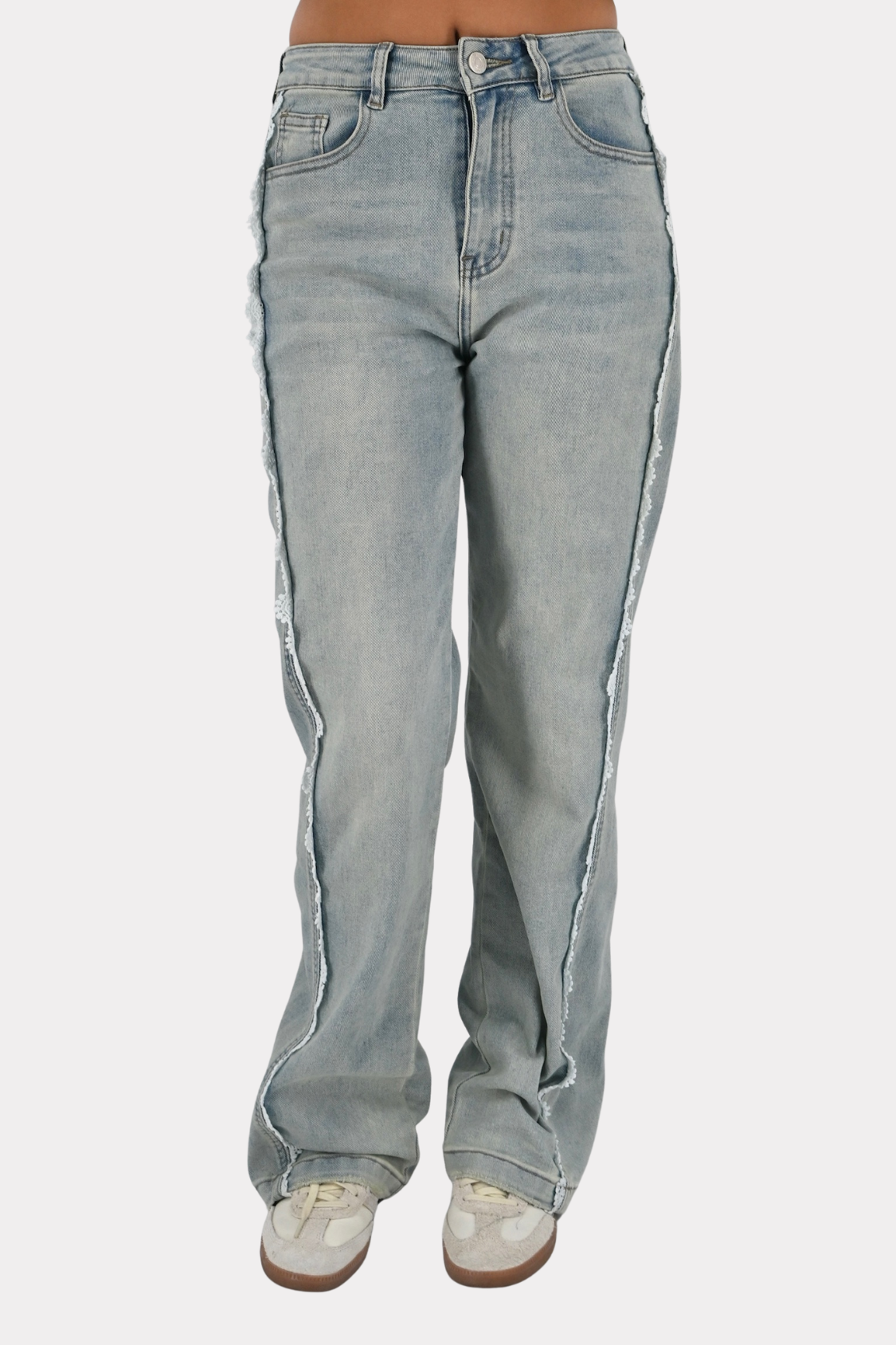 Lace side jeans - blauw