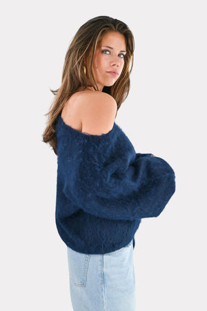 Maira off shoulder knit - navy