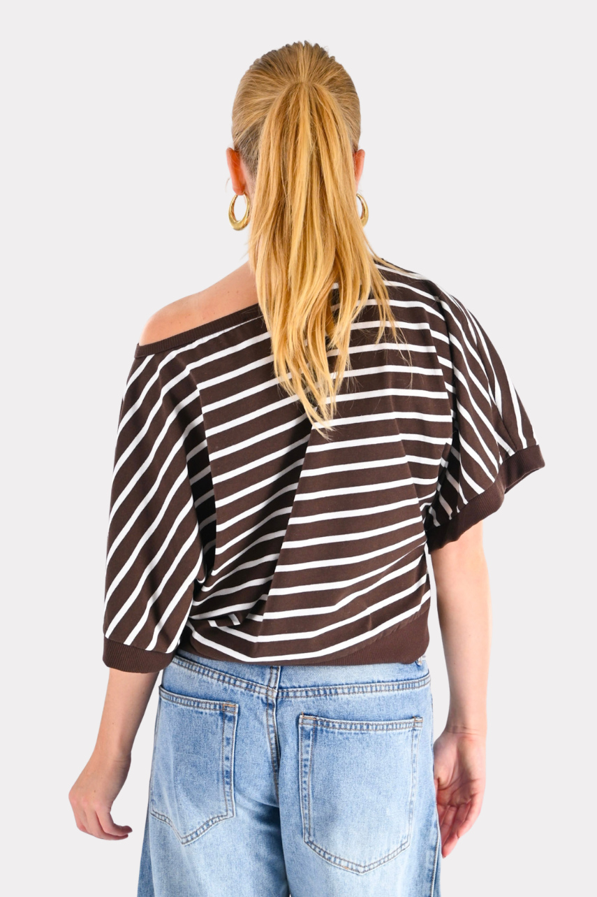 Norah striped top - bruin / wit