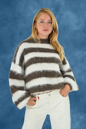 Molly knit - bruin/wit