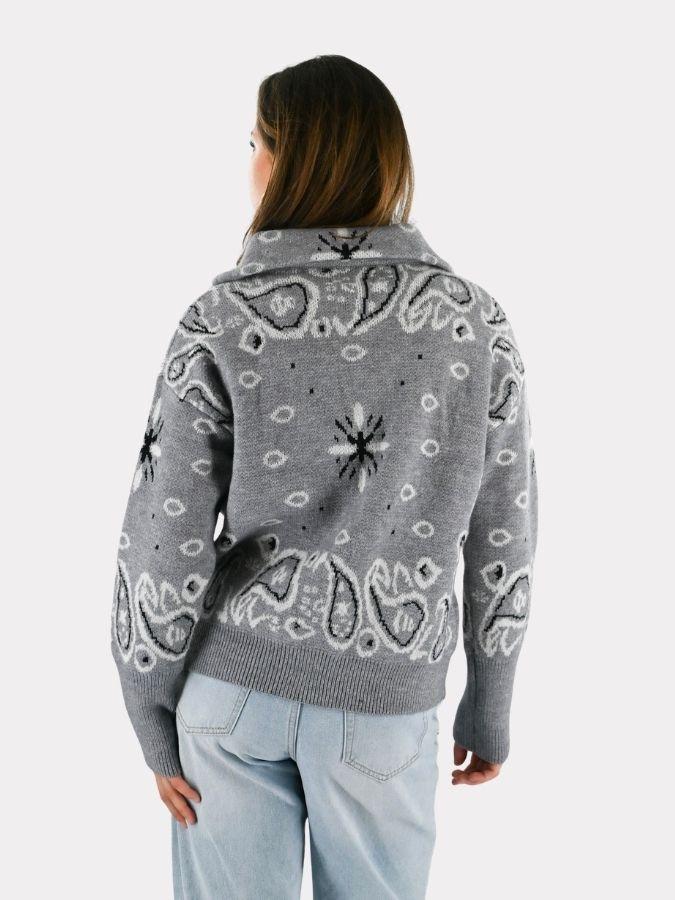 Aspen Bandana-Reißverschlussstrick - grau