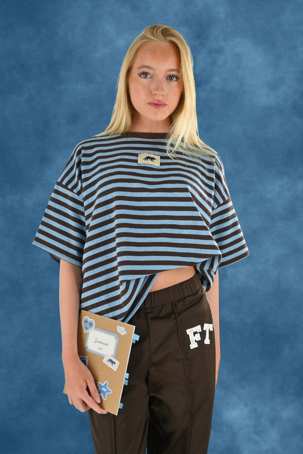 T-shirt rayé Tiger - brun/bleu
