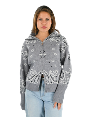 Aspen bandana zipper knit - grijs
