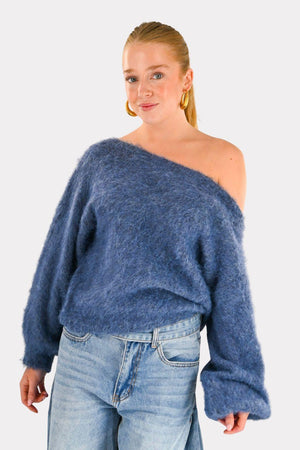 Maira off-shoulder knit - blue