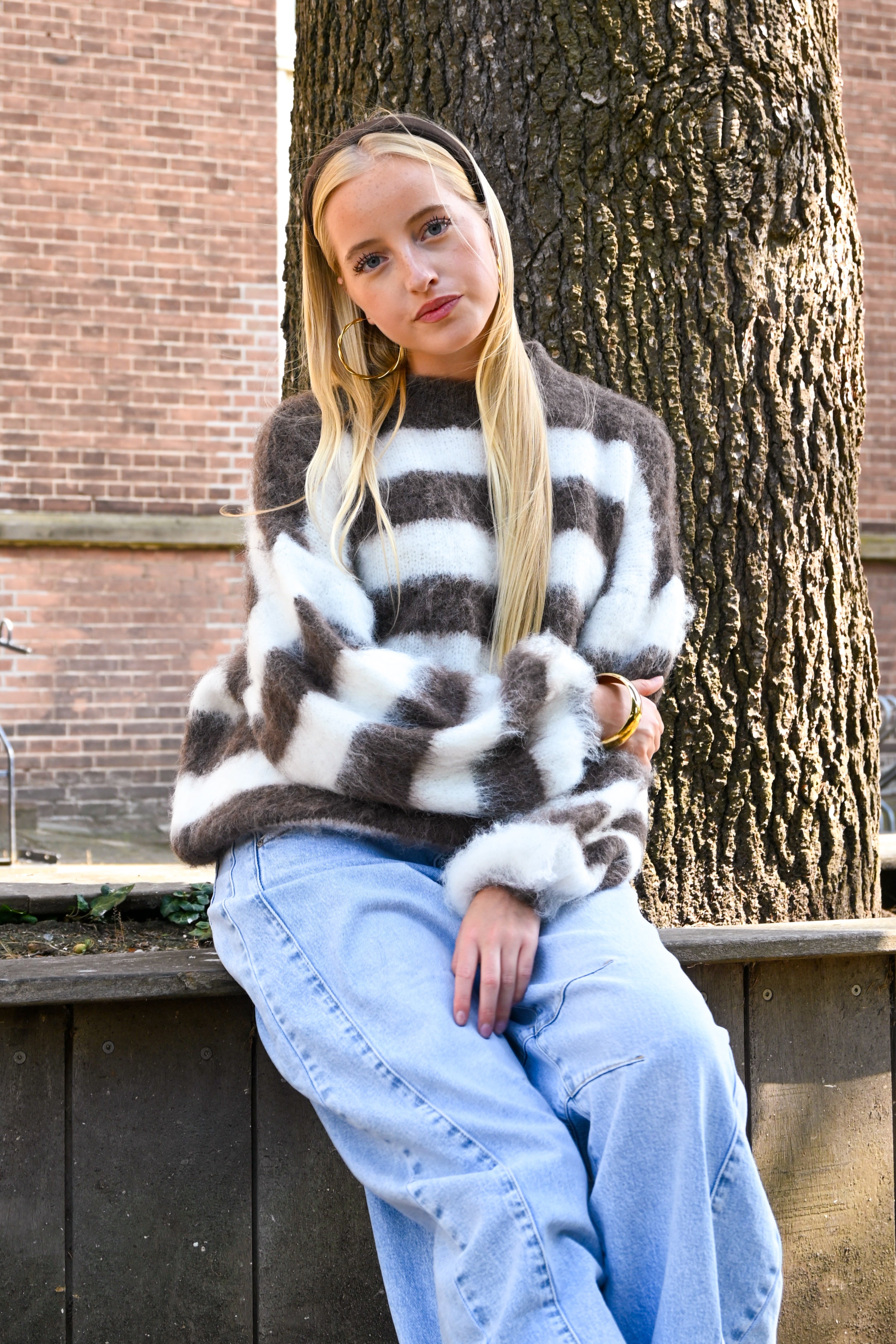 Molly knit - bruin/wit
