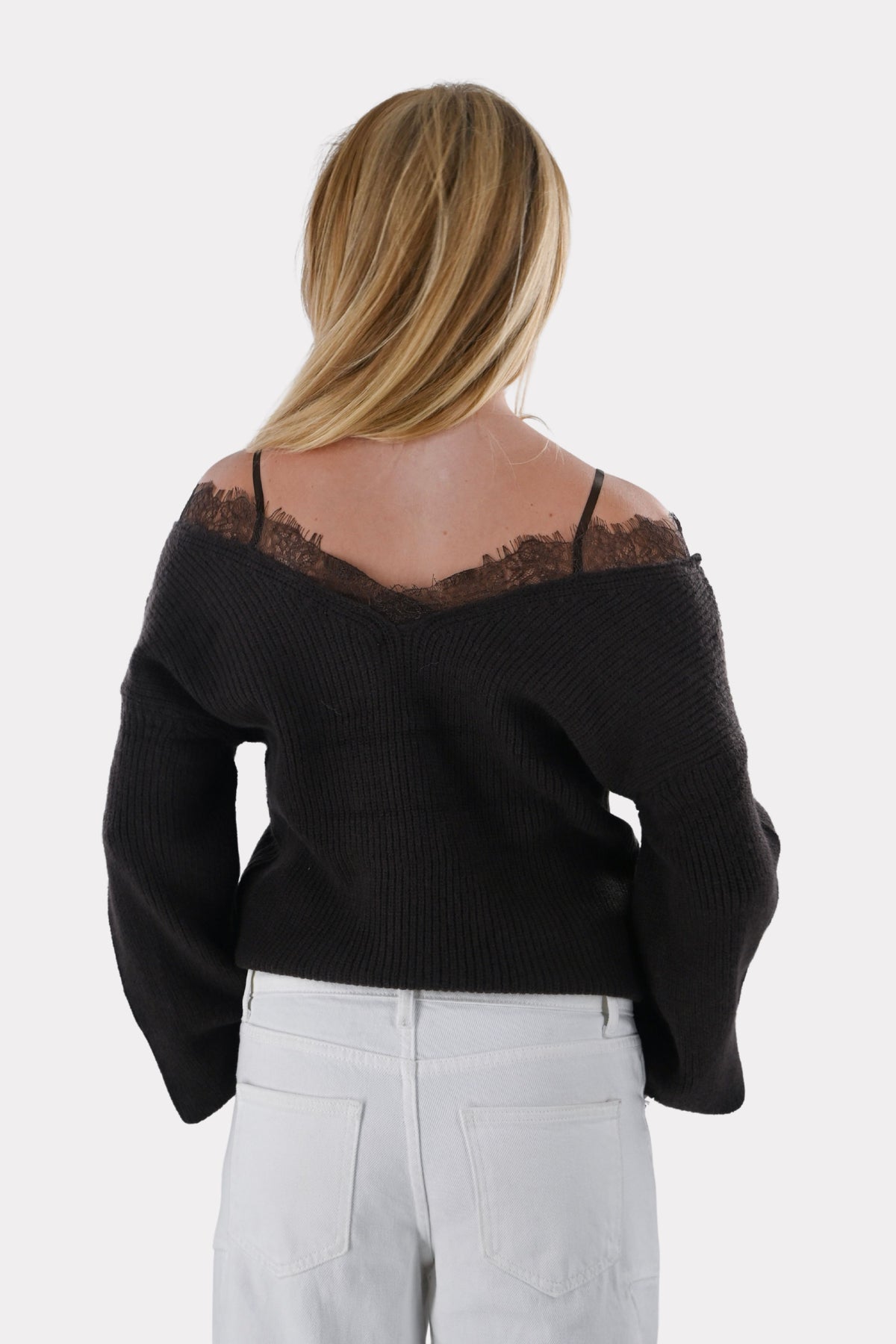 Off the shoulder lace knit - bruin