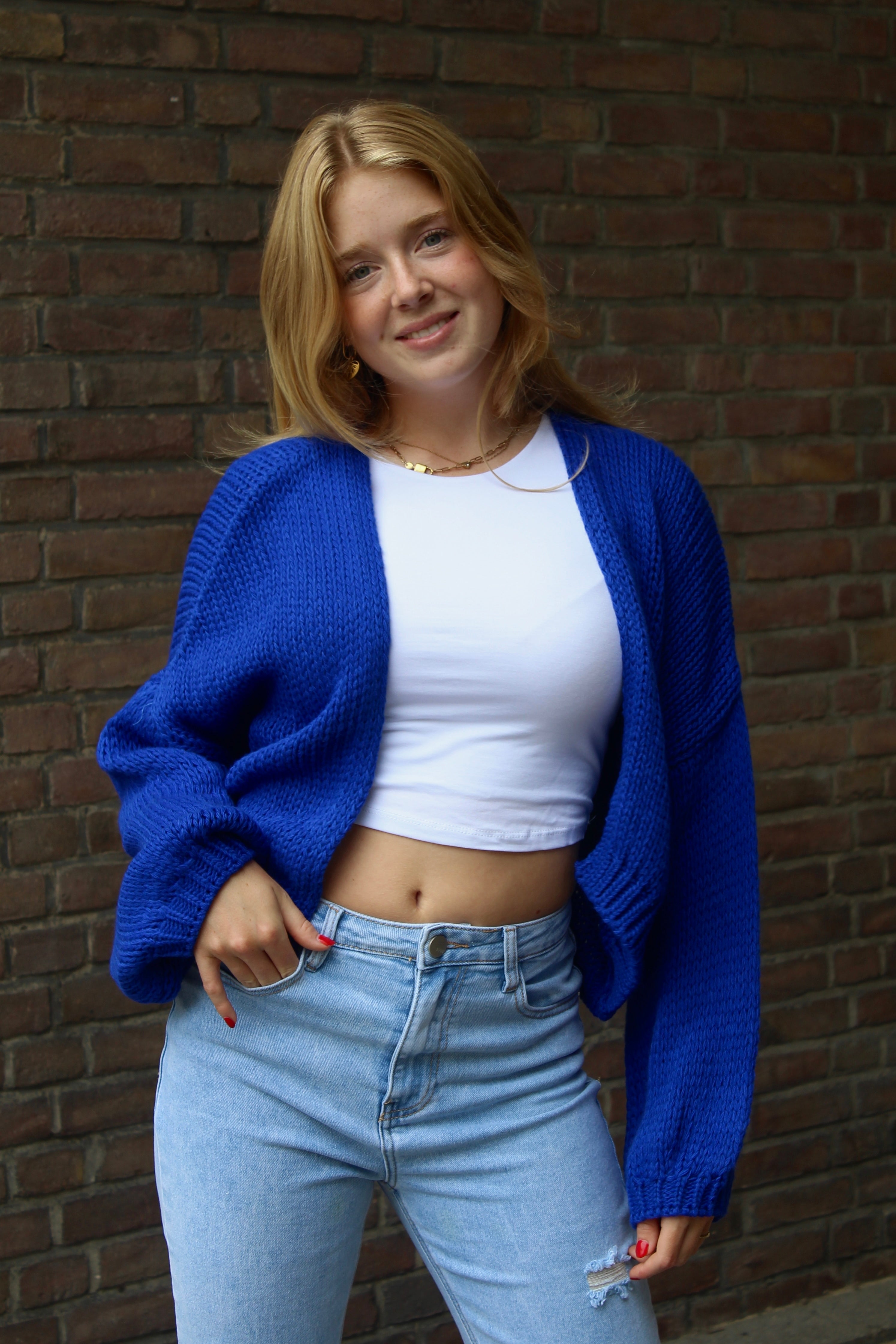 Cardigan en maille COURT - cobalt