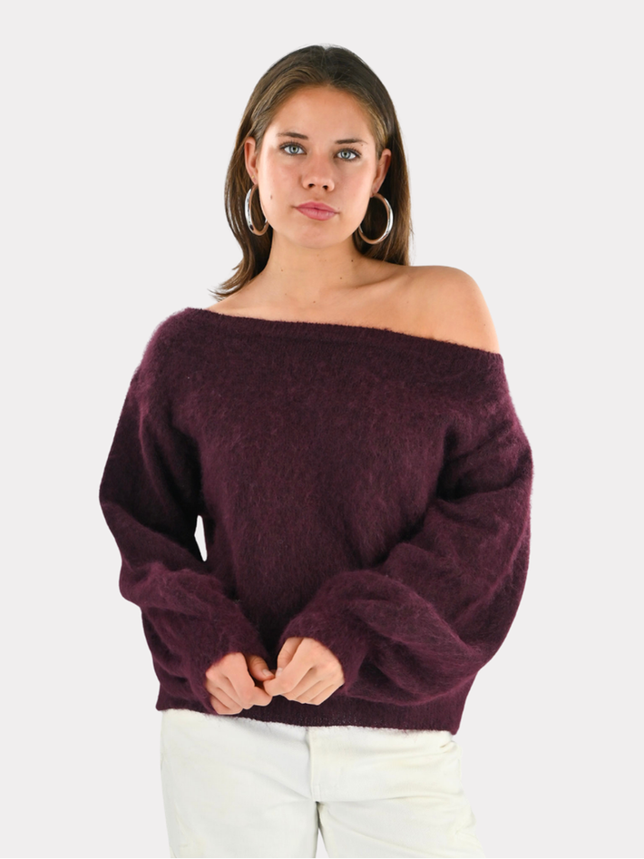 Maira off shoulder knit - bordeaux