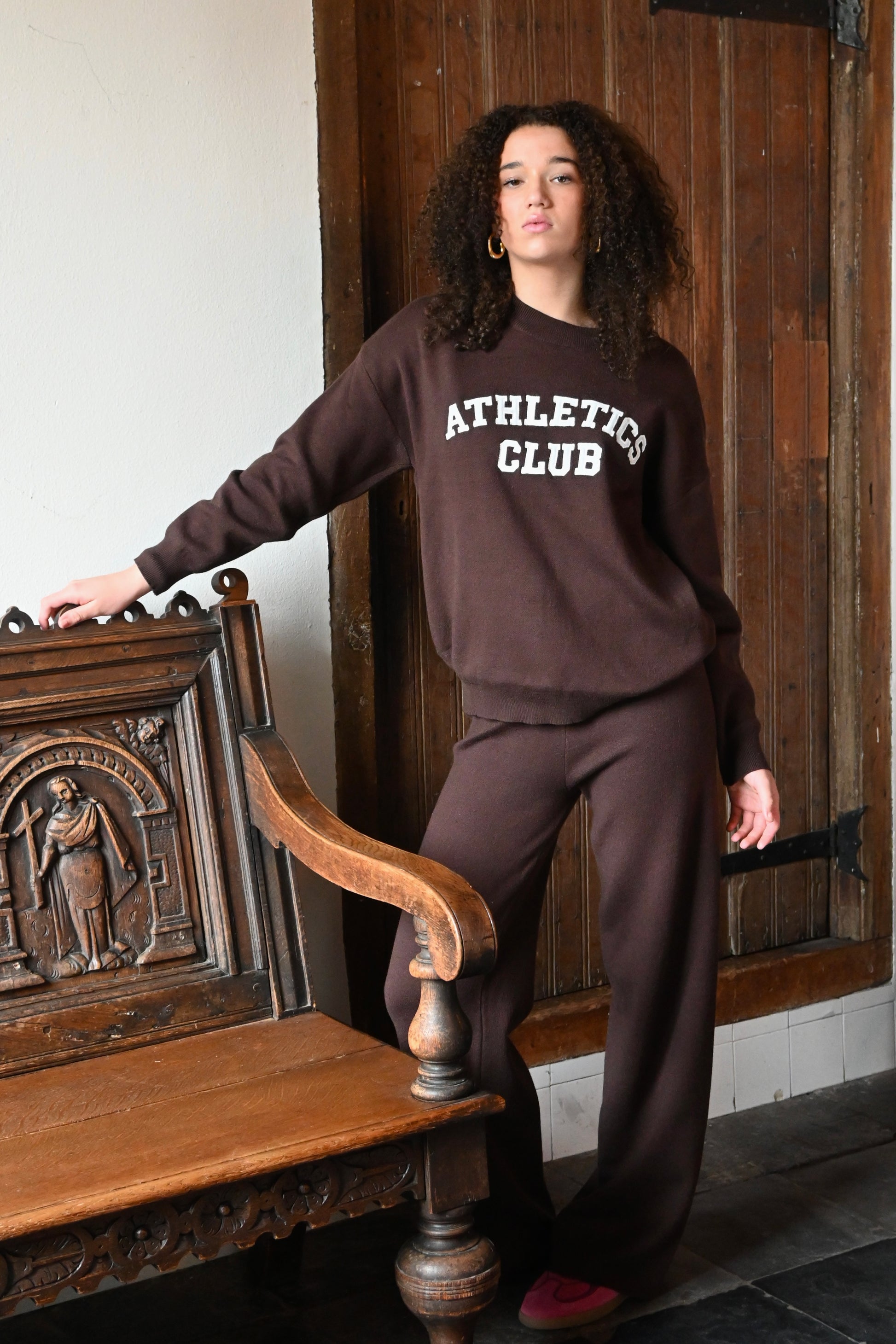 Gilet tricoté Athletics Club - brun