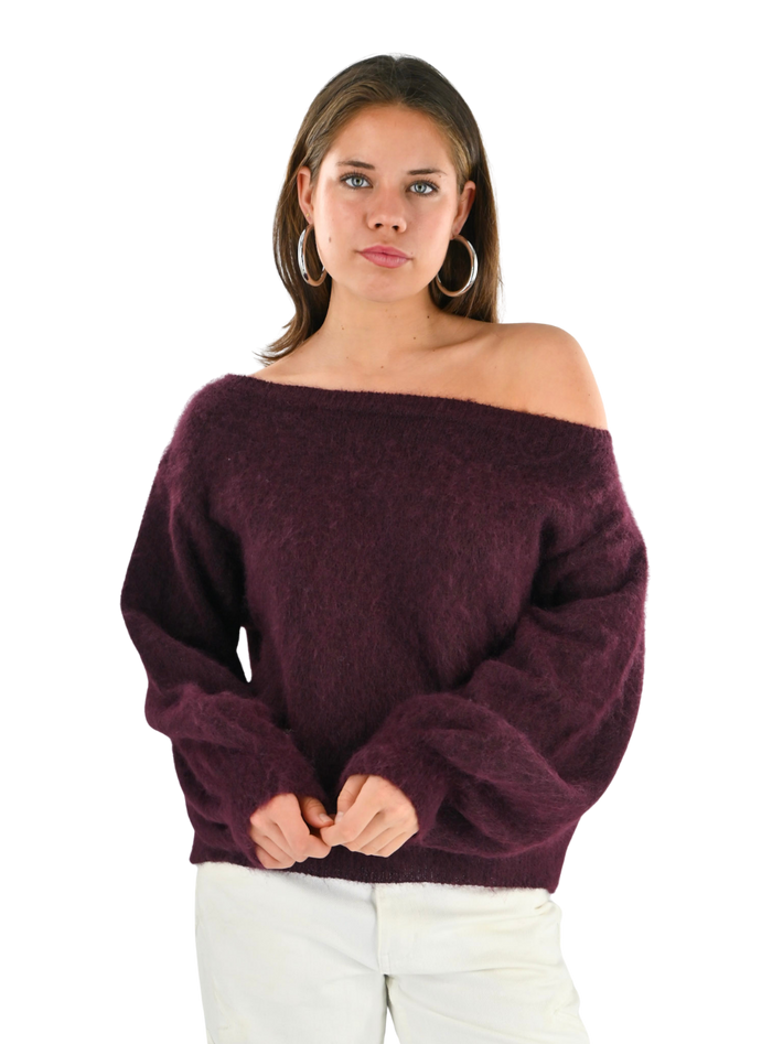 Maira off shoulder knit - bordeaux