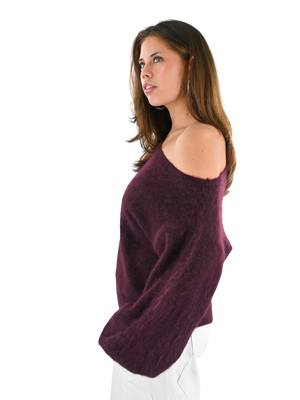 Maira off shoulder knit - bordeaux
