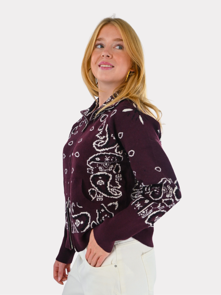 Aspen-Bandana-Zipperstrick – Bordeaux