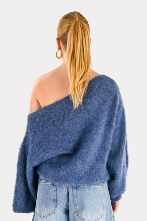 Maira off-shoulder knit - blue