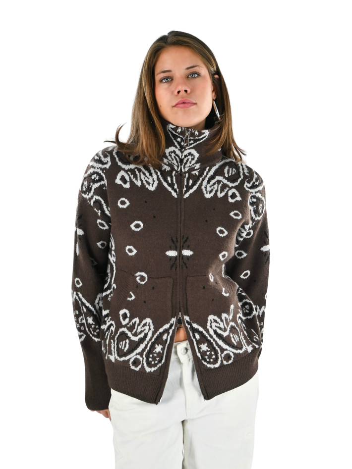 Aspen bandana zipper knit - bruin
