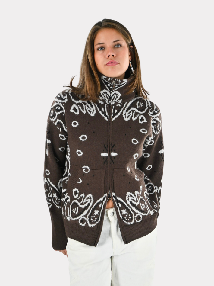 Aspen bandana zipper knit - bruin