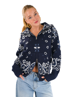 Aspen bandana zipper knit - navy
