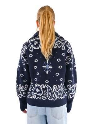 Aspen bandana zipper knit - navy