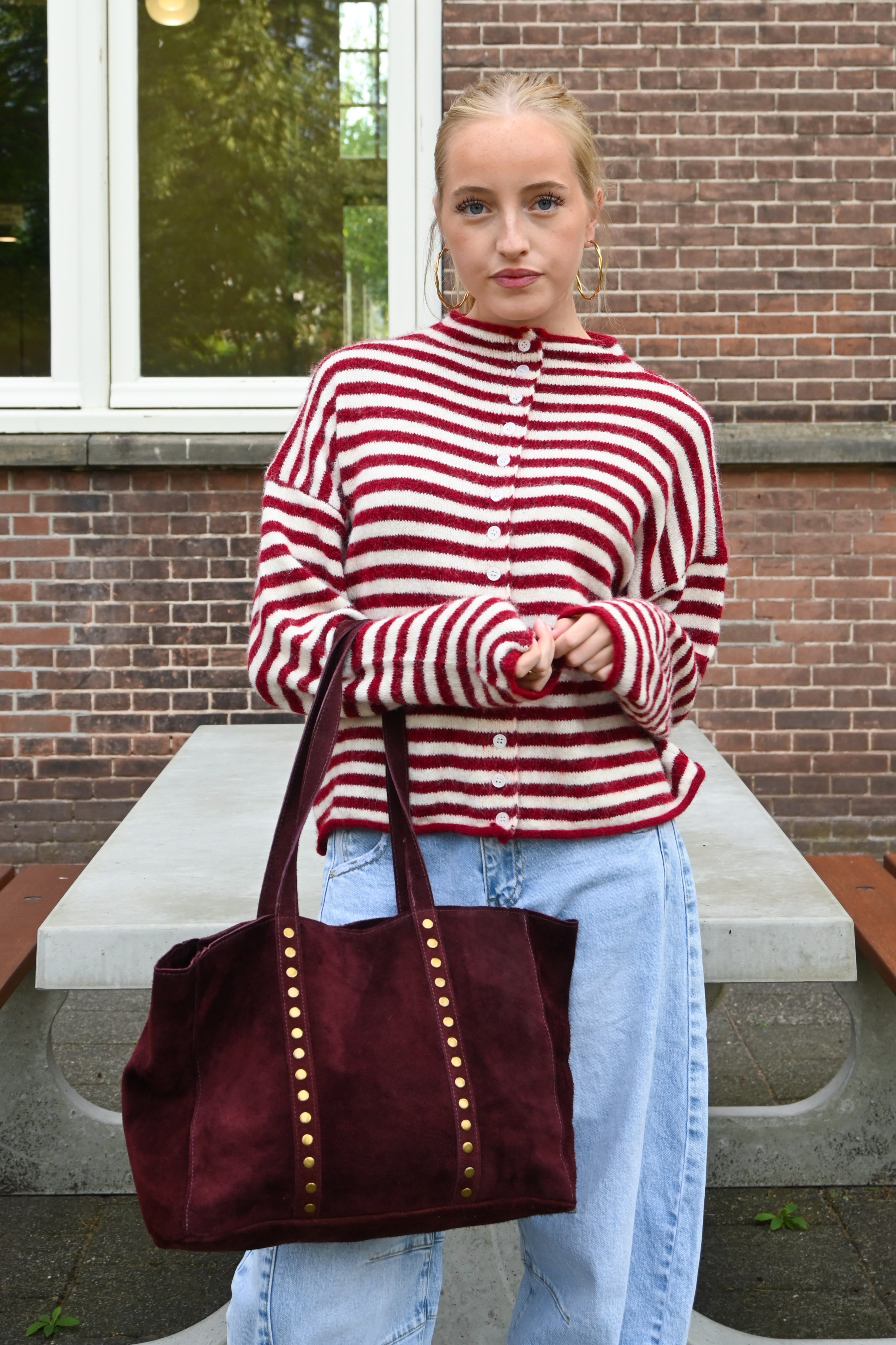 Studded bag - bordeaux