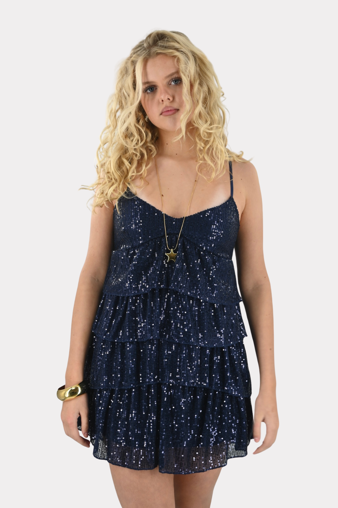 Champagne sparkle dress - navy