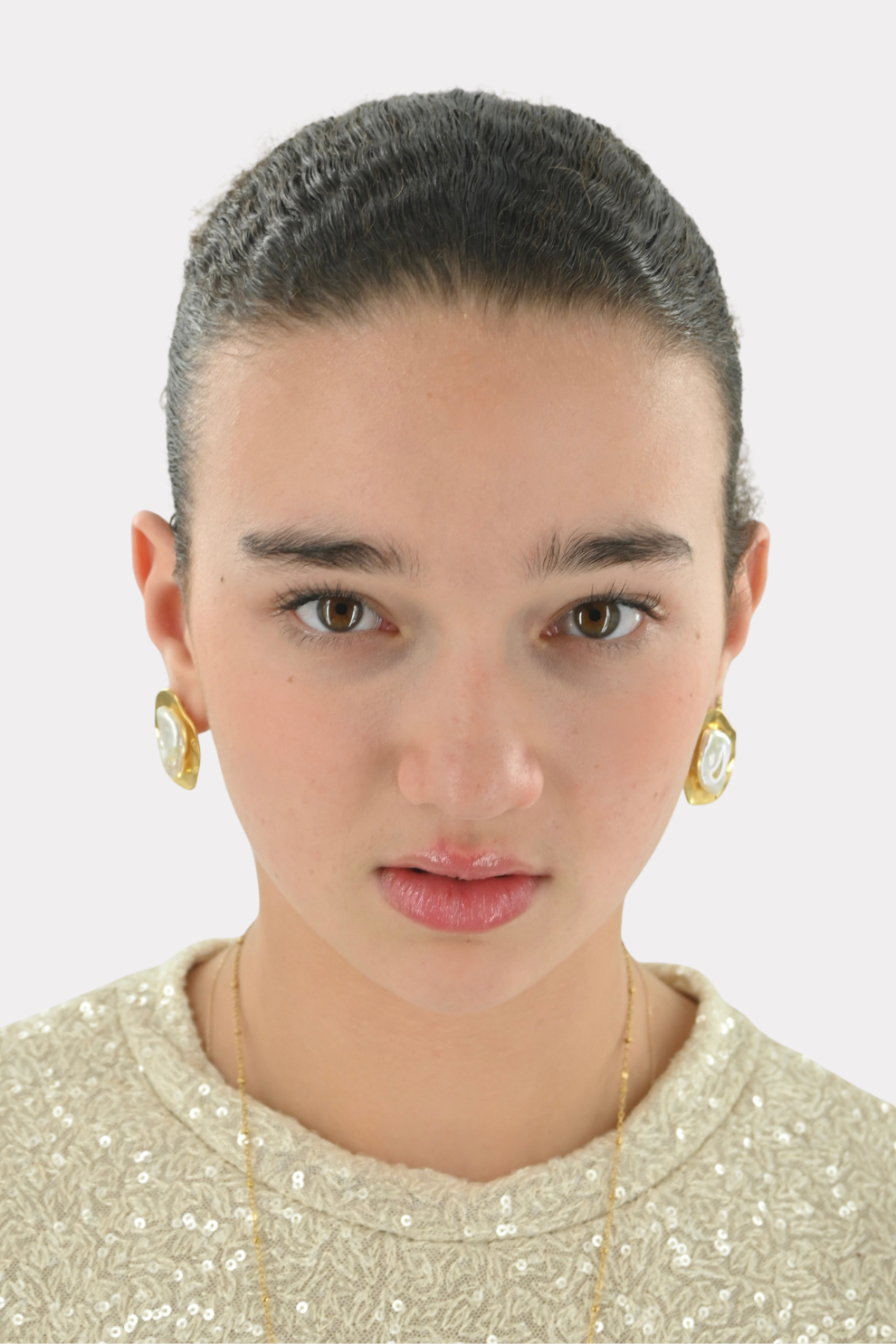 Golden pearl earrings - goud