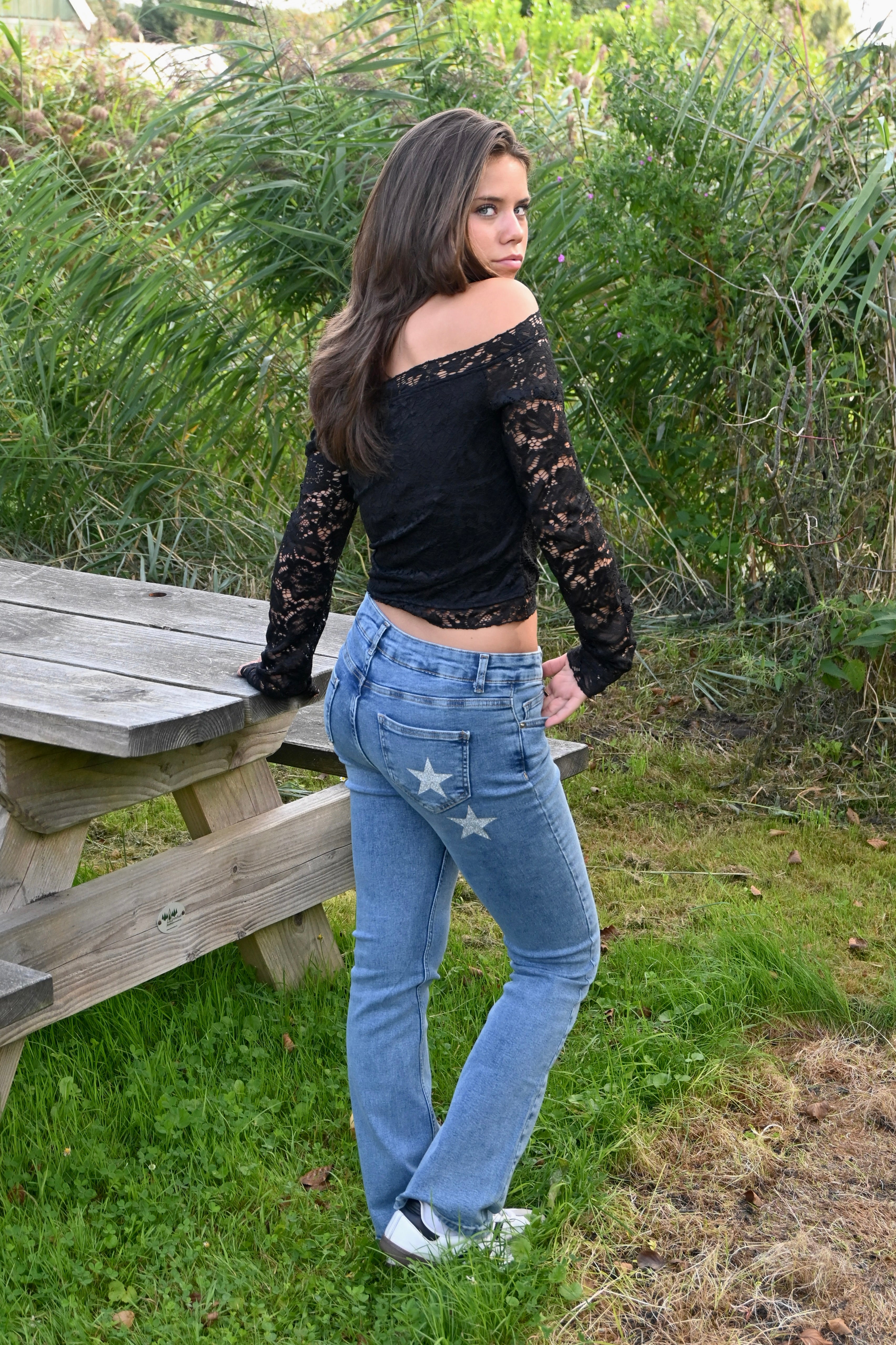 Superstar mid waist flared jeans - blauw