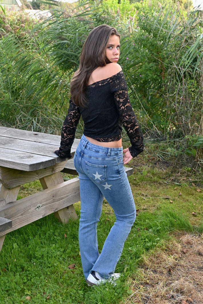 Superstar Mid Waist Flared Jeans - Blau