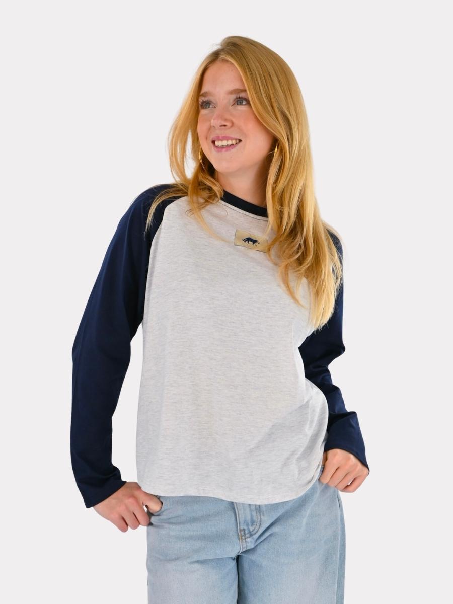 Tiger baseball longsleeve - navy/grijs