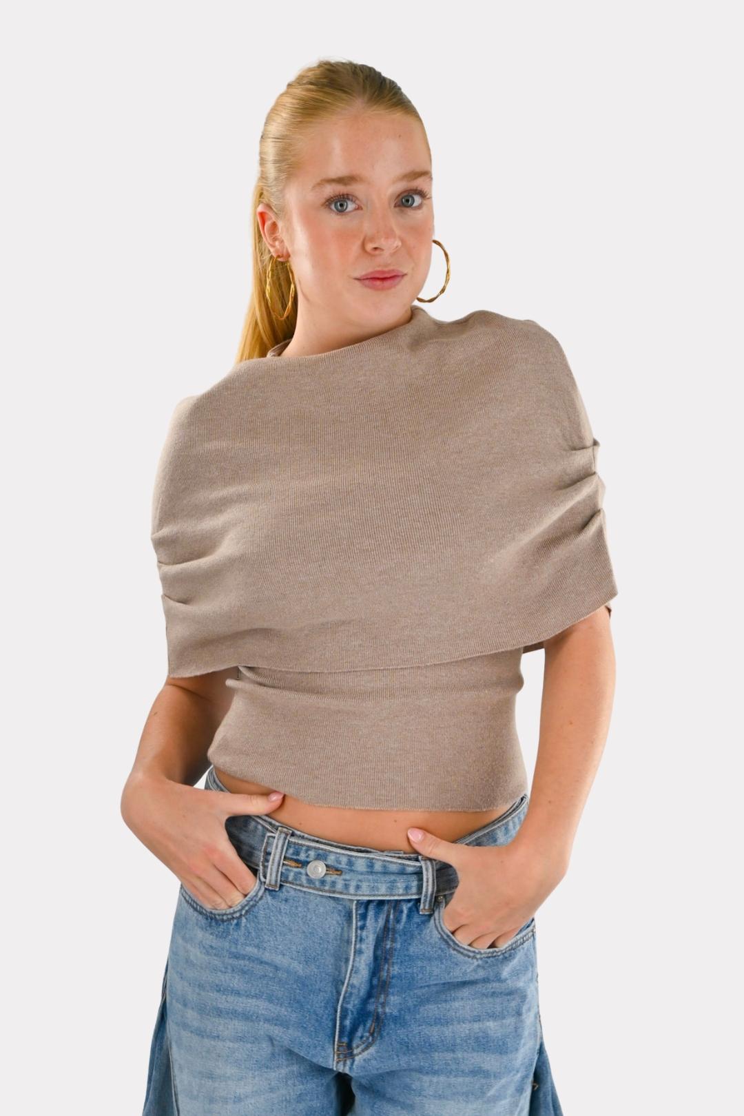 Doppellagiges Top - Taupe