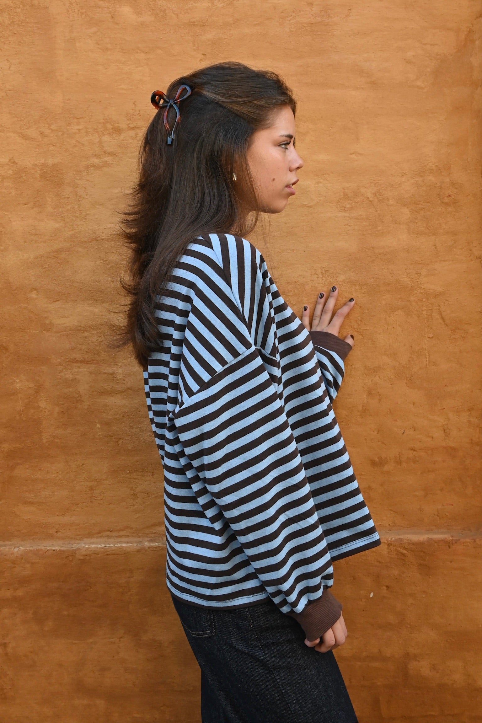 Lore-t-shirt-long-sleeve-striped-brown-blue-fashiontiger-1