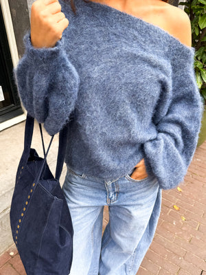 Maira off-shoulder knit - blue