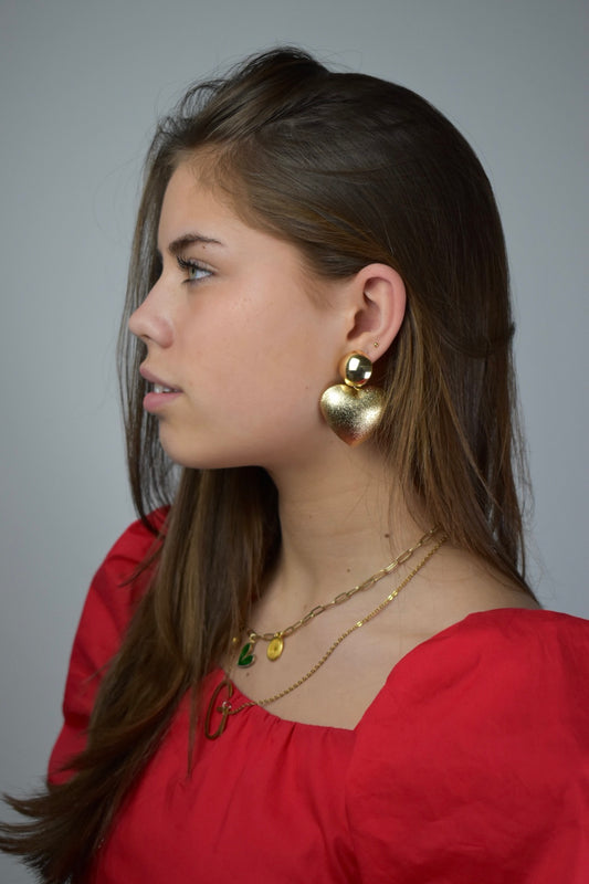 Lover earrings structured - goud