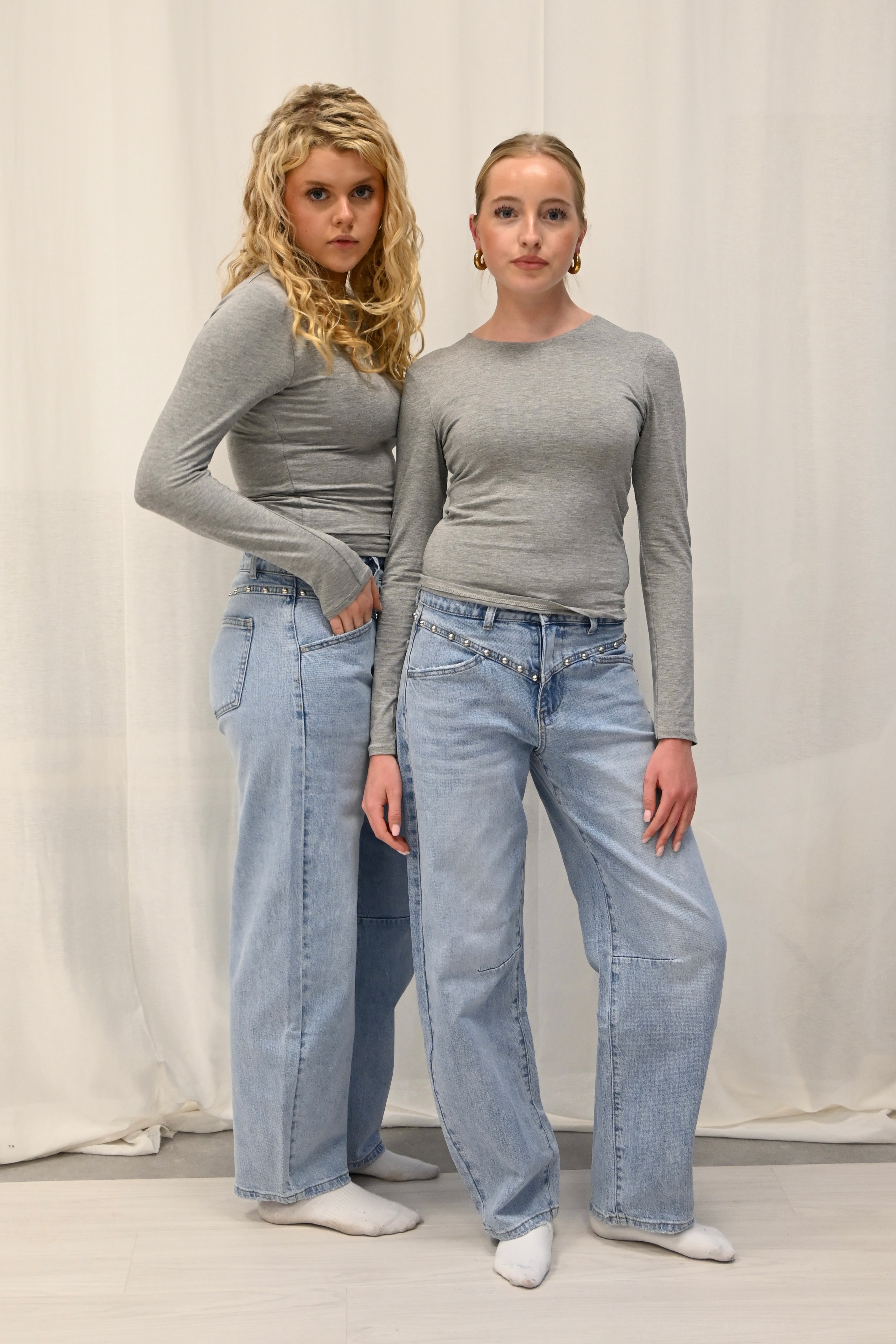 Studded balloon jeans - blauw