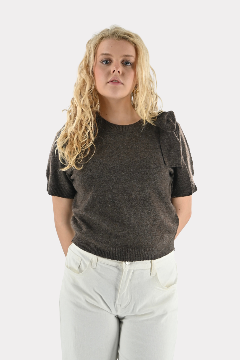 Bow side knit - bruin - Fashiontiger 3