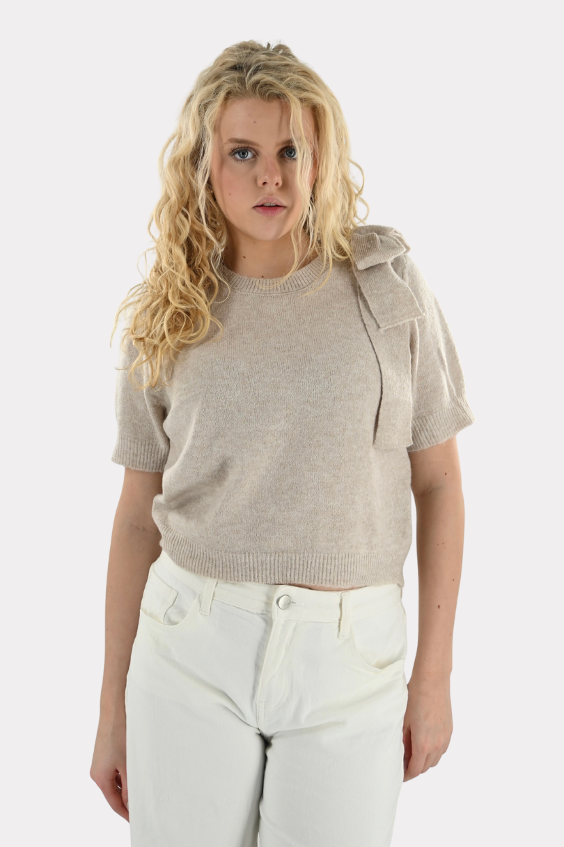 Bow side knit - taupe - Fashiontiger 4
