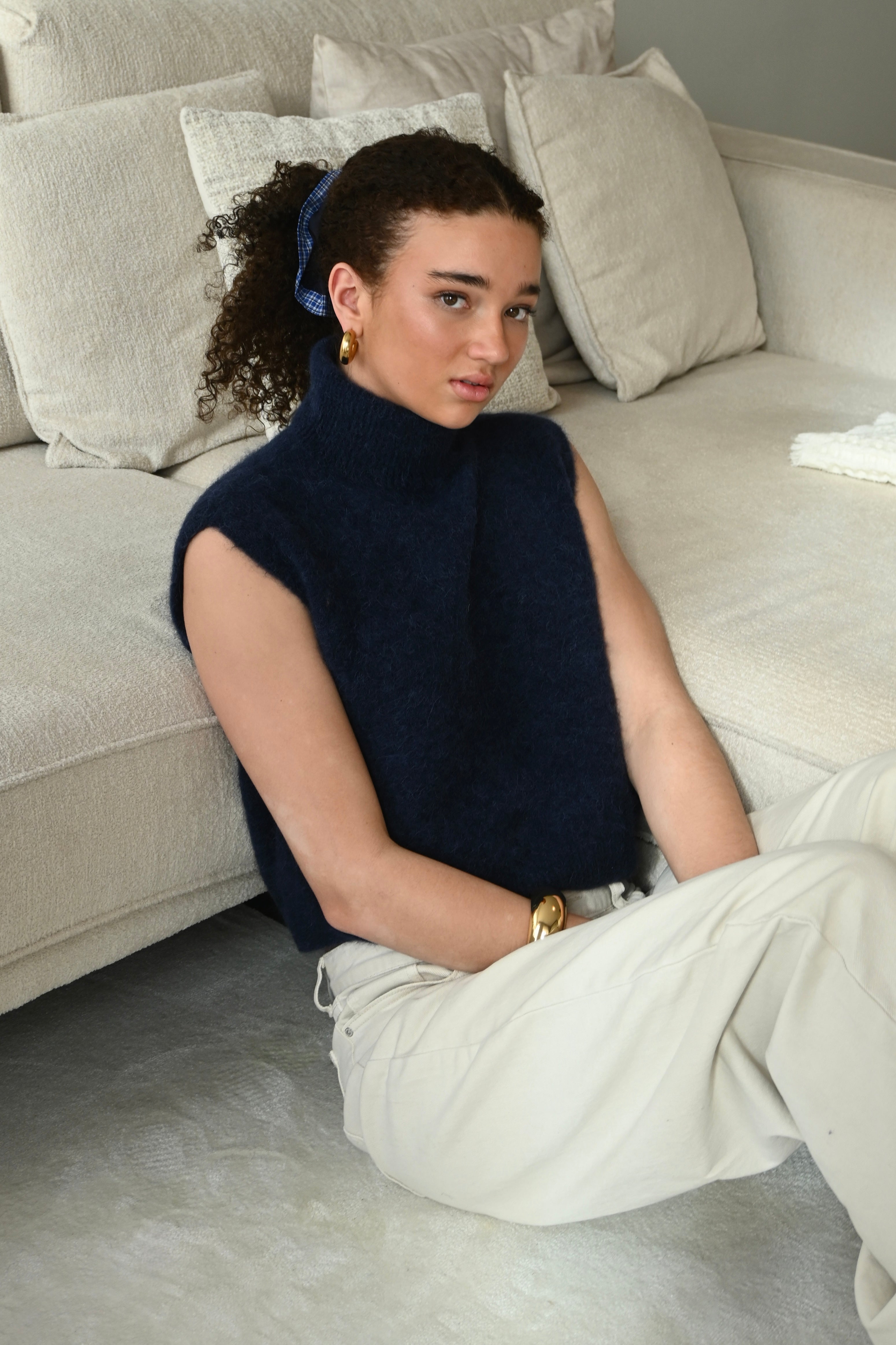 Cozy high knit - navy