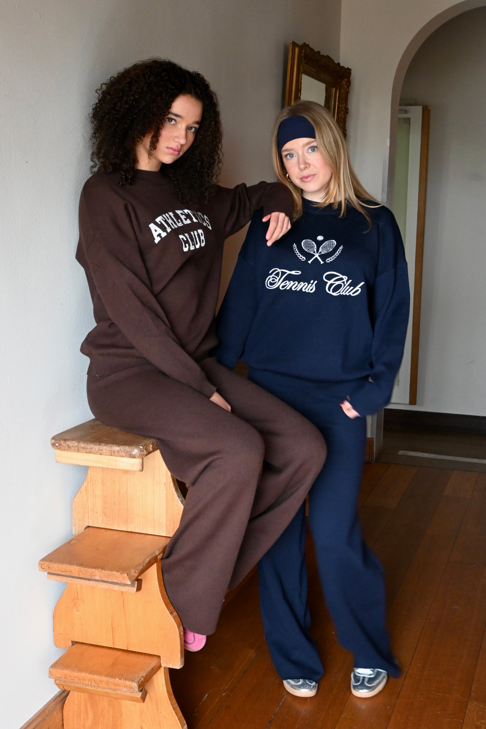 Pull en maille style club de tennis - marine